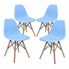 Juego De 4 Sillas Eames Modernas Azules Comedor Oficina