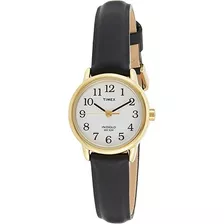 Reloj Mujer Timex Correa De Piel Con Luz 25 Mm T204339j Color De La Correa Negro Color Del Bisel Dorado Color Del Fondo Blanco