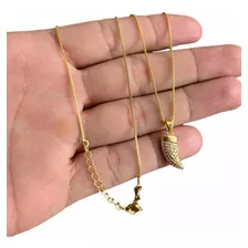 Cordão Feminino + Pingente Pimenta Banhado A Ouro 18k Luxo