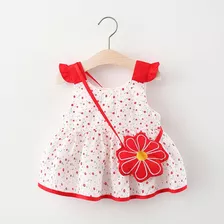 Criança Bebê Menina Verão Cor Sólida Vestido Floral Pequeno