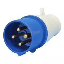 Plugue Industrial Macho 3 Polos + Terra 220v 32a 9h Azul Cor Branco