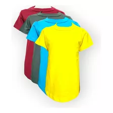 Kit 4 Camiseta Básica Infantil Uniforme Malha Macia Atacado