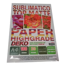 20 Folhas Papel A4 Resinado Sublimatico Top Matte 180 Gramas