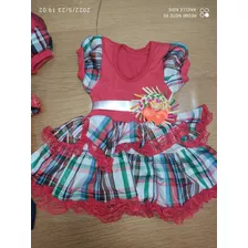 Vestido Junino Vermelho Xadrez Caipira Quadriculado Bebê