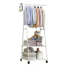 Perchero De Piso Con Estante Organizador Ropa Closet Redzone Color Blanco