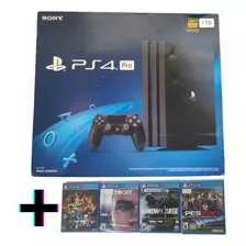 Console Playstation 4 Pro Ps4 1tb 4k Modelo Cuh-7215b Novo Na Caixa Lacrado + 4 Jogos De Brinde