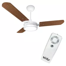 Ventilador De Teto 220v Branco 3 Pás Mogno Valen Led Com Controle Remoto Ventex