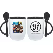 Caneca Com Colher Linda Harry Potter Cute Promoção 