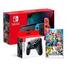 Consola Nintendo Switch 2019 + Super Smash Bros + Mando Pro