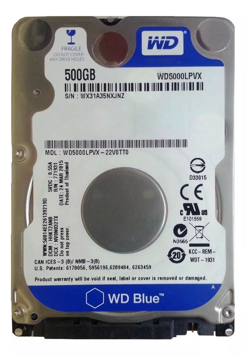 Disco Rígido Interno Western Digital  Wd5000lpvx 500gb Azul