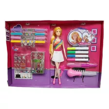 Boneca Com Kit De Pintura Cabelo Fashion Dmt6610 Dm Toys