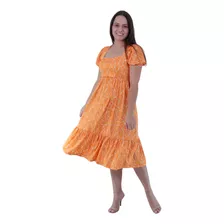 Vestido Estampado Midi Malha Fria Moda Evangélica