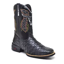 Bota Texana Masculina Country Couro Legitimo Cano Bordado