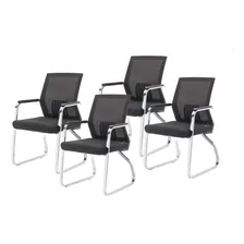 Silla De Escritorio Eke Life Home Yx-2232 Ergonómica Negra Con Tapizado De Cuero Sintético Y Mesh X 4 Unidades