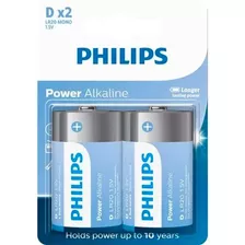  Pilha Alcalina D Grande Philips Com 2 Unidades