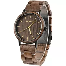 Bewell Reloj De Pulsera De Madera Hecho A Mano Para Hombre, 