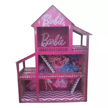 Casa Boneca Criança Lol Barbie Em Mdf Rosa Adesivada 