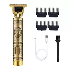 Máquina Recortadora De Pelo Recargable Para Barba, Color Dorado, 110 V/220 V