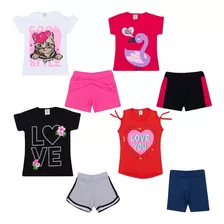 Kit 4 Conjuntos Juvenil Menina Verão Roupa Infantil Criança