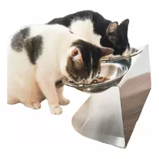 Comedouro Ergonômico Elevado Gato É Vida Inox Duplo