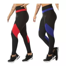 2 Calças Legging Feminina Preto Fitness Academia Recorte