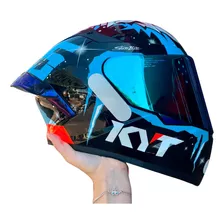 Capacete Kyt Tt Course Winter Test + Viseira E Aerofolio Azu