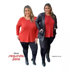 Blusa Manga Longa Segunda Pele Plus Size P/ Usar Com Casaco