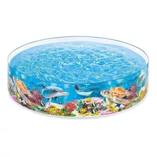 Alberca Estructural Redondo Intex 58472 Con Capacidad De 539 Galones De 2.44m De Largo X 46cm De Ancho De 8 Ft De Diámetro Multicolor Diseño Deep Blue Sea