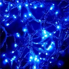Pisca De Led Azul 100 Lampadas Led´s 8 Funções Luz Fixa