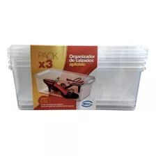 Caja Organizadora De Zapatos X 3 Apilables Hermetico Starco 