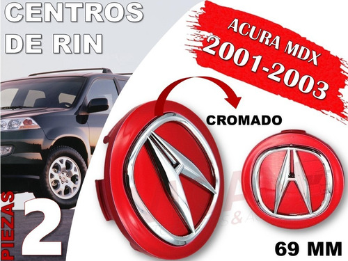 Par De Centros De Rin Acura Mdx 2001-2003 69 Mm (rojo) Foto 2