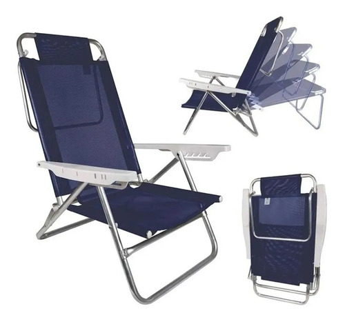 Cadeira Alumínio Reclinável Piscina 6 Posições Praia - Mor