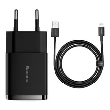 Carregador De Parede 10.5w Baseus 2xusb P/ iPhone+cabo 1m Cor Preto