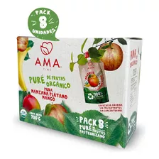 Pack 8 Purés Manzana Plátano Mango - Compota Fruta Orgánica