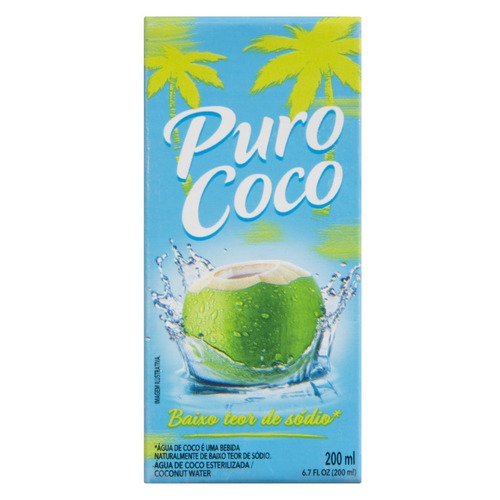 Água De Coco Esterilizada Puro Coco Caixa 200ml
