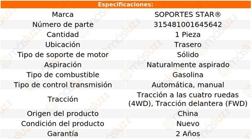 1) Soporte Motor Tras Tercel 1.5l 4 Cil Aut, Std 80/99 Foto 2