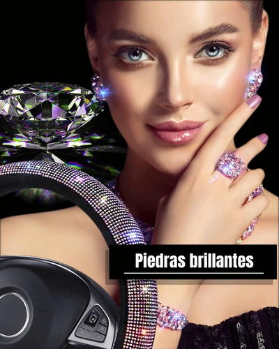 Funda De Volante Antideslizante Mujer Bling Cristal Diamante Foto 3