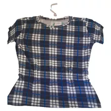 Camiseta Moda Xadrez Feminina Blusa T-shirt Blusinha Festa.