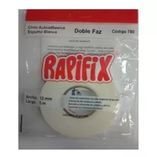 Cinta Doble Faz Espuma Blanca Rapifix 780 De 12 Mm X 5 Mts Color Espuma Blanca