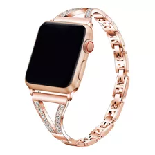 Pulseira Elos Strass V Brilho Aço Compatível Com Apple Watch