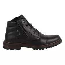 Bota Masculino Wonder Preto Conforto Couro Cadarço Coturno