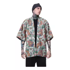 Kimono Haori Casaco Geometrico Oriental Paisley Japão Carpa