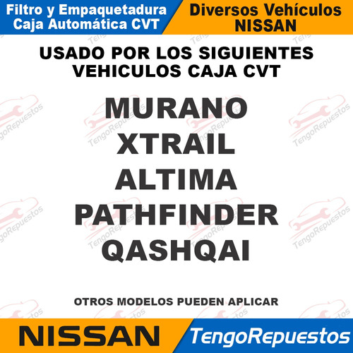 Filtro Empaquetadu Caja Aut Cvt Nissan Altima Xtrail Qashqai Foto 5