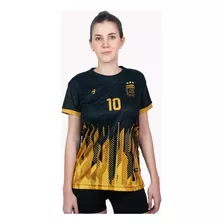 Camiseta Argentina Messi Dorada Femenina