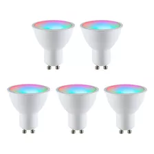 5 Ampolletas Inteligentes Rgb Multicolor + Blancos Gu10 5w