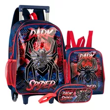 Mochila Infantil Rodinha Menino + Estojo+ Lancheira Térmica