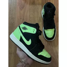 Padrisimos Tenis Nike Jordan 1 Retro High Verde Negro 23.5!!