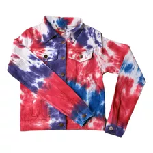 Carola Denim Jacket Tie Dye Chamarra Tie Dye Color Obscuro