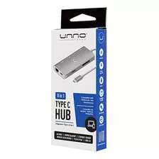 Hub Unno Tipo C 8 En 1 Hdmi Rj45 Pd Usb 3.0 Sd Micro Sd