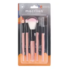 Kit De 5 Pincéis Para Maquiagem Macrilan Kp3-1 Rosa-claro